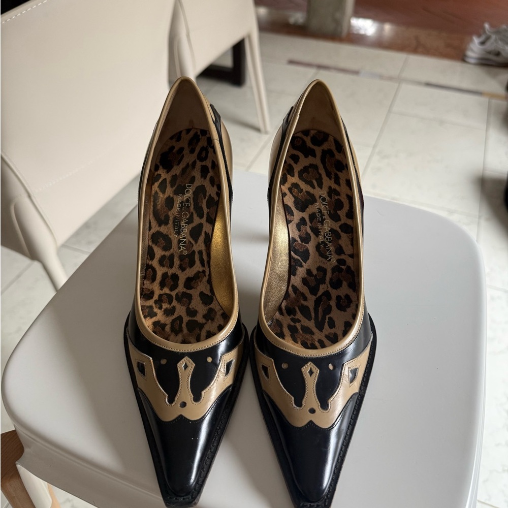 Dolce & Gabbana Cowboy leather Heels in Black and Tan - Picture 4 of 6